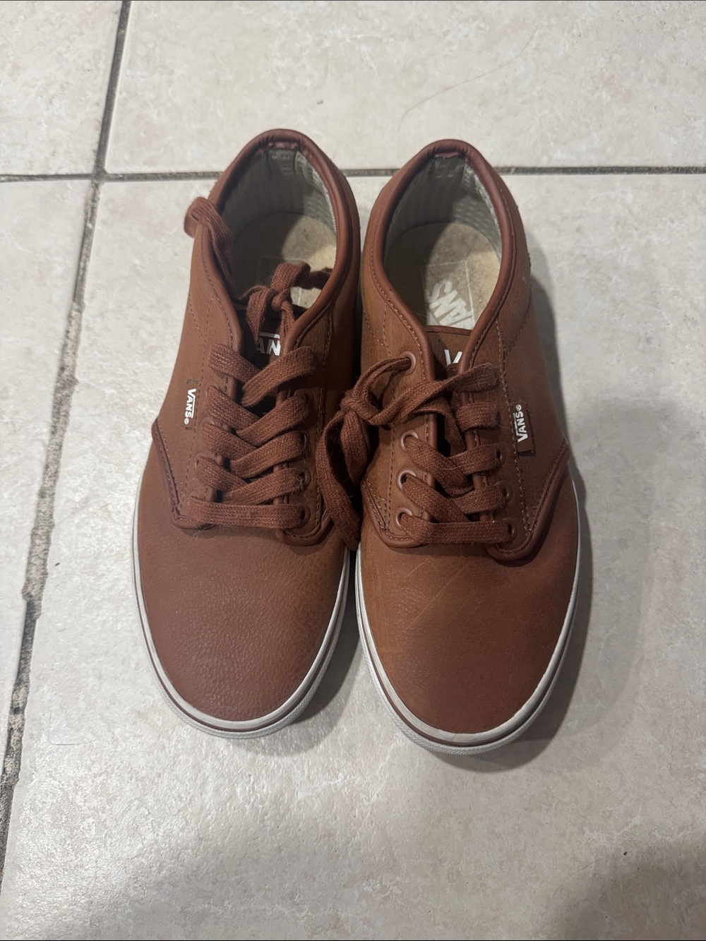 Vans Men’s Brown Low-Top Canvas Sneakers with White Trim